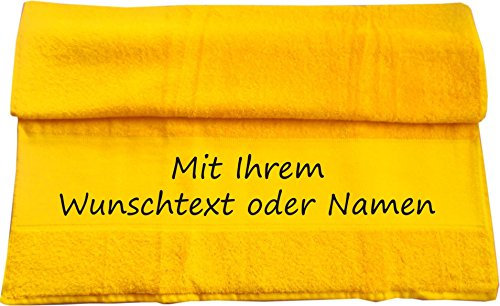 Druckreich Badetuch mit Ihrem Wunschtext oder Namen 140 x 70 cm/Fb. Gelb