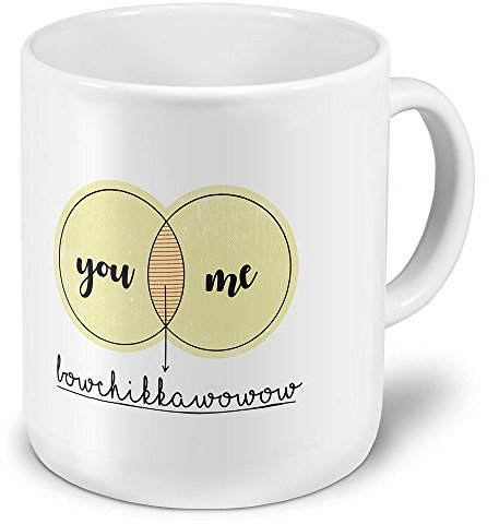 printplanet XXL Riesen-Tasse mit Spruch: You - Me bowchikkawowow - Kaffeebecher, Sprüchebecher Becher, Mug