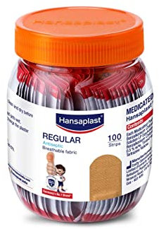 Hansaplast Reguläre Bandagenstreifen, Bandage für Schnitte & Wunden, atmungsaktives Gewebe, 100 Streifen, Hautfarbe