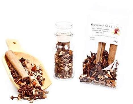 Punsch & Glühwein rot, Glühweingewürz, Weihnachtsgewürz, Gewürztee, Backzutaten getrocknete Gewürzmischung glutenfrei, 30g