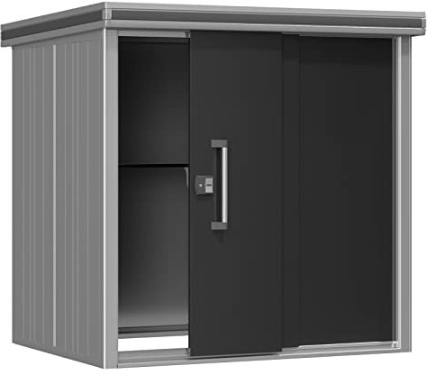 Gerätehaus Metall Gartenhaus 187x152x212 cm Geräteschuppen mit Flachdach inkl. Schiebetür in anthrazit Schuppen wasserdicht