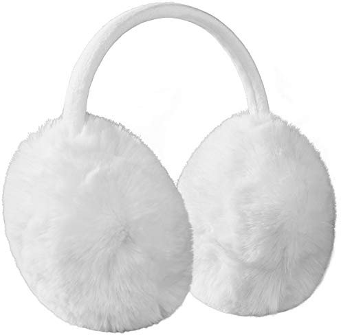 dressforfun 303432 Flauschige Ohrenschützer, dicker Plüschbezug, Höhen- und breitenverstellbar, weiß