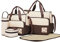 Miss Lulu 5er-Set Baby Wickeltasche Babytasche Tasche Mutter Windeltasche Handtasche Schultertasche Flaschenhalter mit wickelunterlage (Braun)