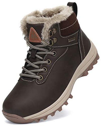 Mishansha Scarpe invernali per bambini, con calda imbottitura, taglia 24-36, Marrone classico, 26 EU