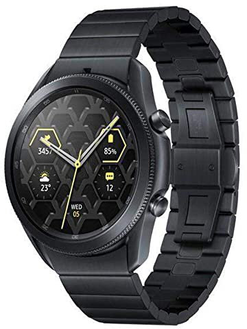 Samsung Galaxy Watch3 Smartwatch Bluetooth, boîtier 45 mm et Bracelet en Titane, Saturimètre, Détection des Chutes, Surveillance 40 Sport, 53,8 g, Batterie 340 mAh, IP68, Mystic Black [Version
