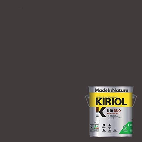MadeInNature Peinture Bois et Métaux, Sous couche et Finition, Antirouille, sur Fer, Acier Galvanisé, même rouillés, très opacifiant, de (0.75 litre pour 10 m², soit 5 m² pour 2 couches, RAL 8019)