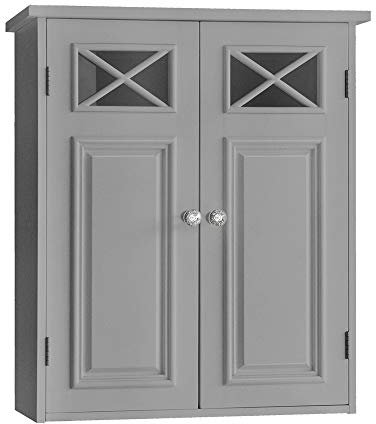 Teamson Home Badezimmer Dawson Wandschrank Mit Zwei Türen Grau EHF-6810G