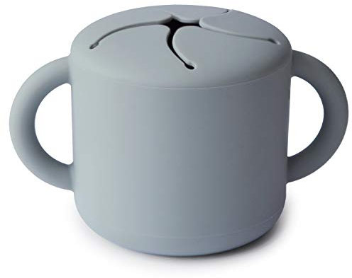 mushie Snack Taza de Silicona | Fiambrera Infantil para Llevar | Antiderrame y Resistente al Lavavajillas y al Microondas | Caja de Aperitivos Segura para Niños Pequeños y Niñas | Stone