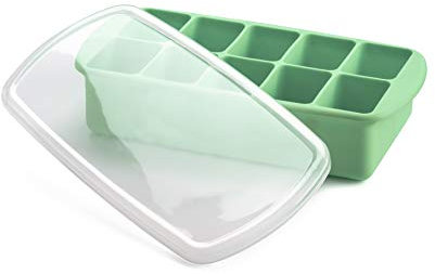 melii Bandeja de silicona para congelar alimentos para bebés con tapa, color menta