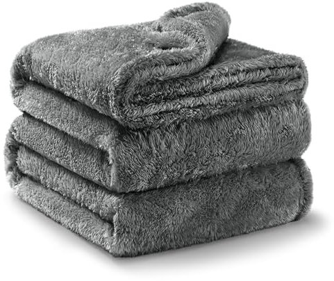 Exclusivo Mezcla Plush Fuzzy Fleece Bed Blanket King Size 230x265 CM, Super Soft, Fluffy and Warm Blankets, Suitable for All Season Use, Grey