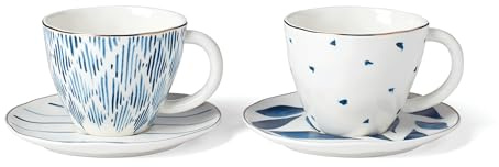 Lenox Blue Bay 4-Piece Teacup & Saucer Set, 2.09, White