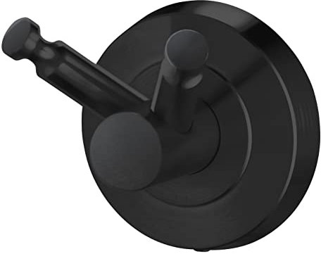 AMARE Multifunktionaler Handtuchhalter Haken | zwei Arme | für Gästehandtücher oder Geschirrtücher | Kleben oder Bohren | Edelstahl | Schwarz | auch Garderobenhaken | Kleiderhaken