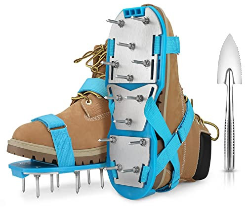 Opmeiro Lawn Aerator Shoes - Fully Assembled Soil Aeration Shoe Pair - Yard Aerator Tool for Aerating Patio Garden Grass Lawn