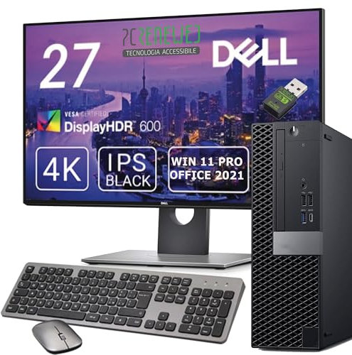 PC fijo reacondicionado i7 8700 hasta 4,6 GHz | Monitor 27 4K | 32 GB RAM | DVD -RW | 1TB SSD NVMe M.2 | PC de escritorio oficina | Windows 11 Pro + Office 2021 | Ratón y teclado inalámbrico
