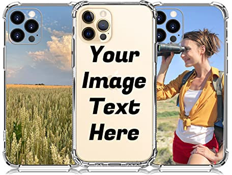 AnNengJing Personalised Photo Phone case Custom Soft TPU Clear Shock Absorbing Cover for iPhone 12 Pro 6.1 - Design Your Own Phone Case with Image Text and Logo