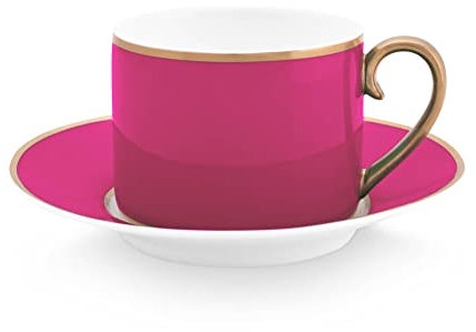 Pip Studio Chique Tasse mit Untertasse Gold-pink 0,22 l