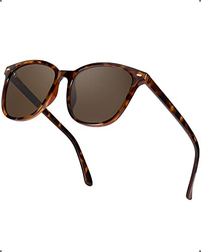 Myiaur Lunettes de soleil polarisées carrées surdimensionnées pour femme avec protection UVA UVB, A5 Tortue/marron