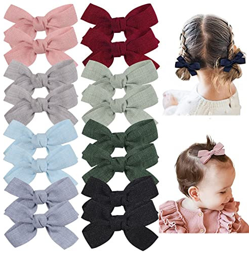 16 piezas con 2 '' mini clip de arco para el cabello totalmente forrado mini bebé tirantes bebé pelo fino 8 pares
