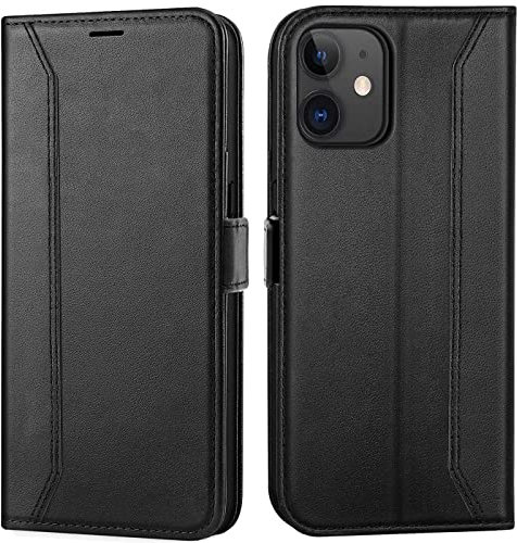 Cell Phone Case for iPhone 12 Mini, 5.4 inch Premium Folding Case Cell Phone Flip Case for Apple iPhone 12 Mini Case Book Case Bag, Black