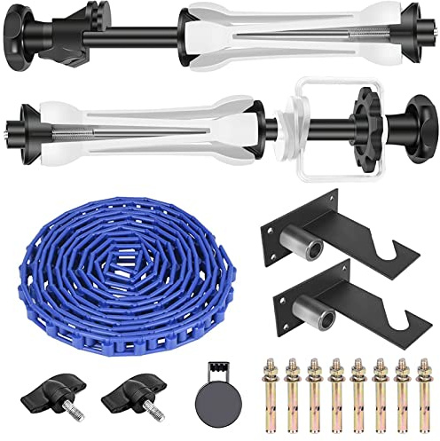 Jorixxy Fotografie-Einzelrollen-Wandmontage, manuelles Hintergrund-Stützsystem, mit 2 x Doppelzweck-Einzelhaken, 2 x Dehnstange, 1 x Kette, Tragfähigkeit: 10 kg