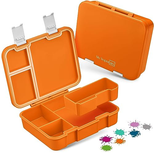 My Vesperbox – Jin - Bento Box Kinder - Lunchbox - extrem robust – Brotdose – Brotbox ideal für Kindergarten und Schule (Orange)