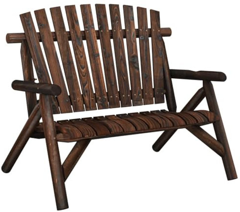 vidaXL Gartenbank, Sitzbank 2-Sitzer, Holzbank mit Armlehnen Rückenlehne Adirondack-Stil, Parkbank Bank Gartenmöbel, Massivholz Fichte