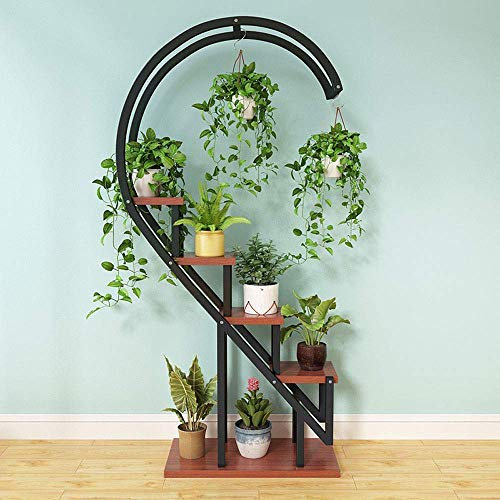 SWEGN Blumenständer Blumenständer, Ständer mit dekorativem mehrschichtigem Love-Schmiedeeisen, geeignet für: Wohnzimmer/Balkon/Außen/Garten, 5 Farben optional