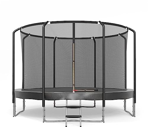 Trampolin Semi-Pro 244 cm, Schwarz, mit Sicherheitsnetz, Sprungtuch, Schutzkissen, Leiter