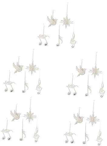 Warmhm 25 Stück Weihnachtsbaumschmuck Handdekoration Hausdekorationen Für Zuhause Musiknoten Dekorationen Musik Weihnachtsschmuck Weihnachtsbaum Hängende Schneeflocken Weihnachtsbaum