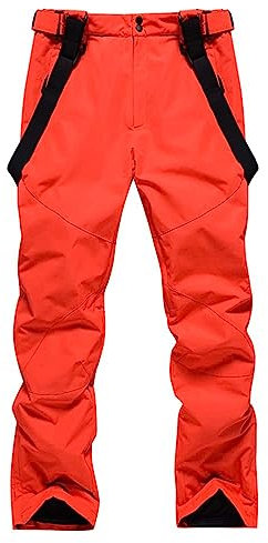 ALSOGO Herren Ski Bib Hose wasserdichte Winddichte Schneehose Outdoor Hose Snowboard Lätzchen mit Abnehmbarem Riemen Orange XXL