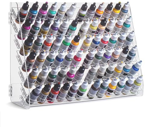 Plydolex Vallejo - Organizer per pittura acrilica con 72 fori per set di pittura in miniatura, organizer per pittura acrilica a parete, organizer per bottiglie di vernice, 40 x 13 x 29,5 cm
