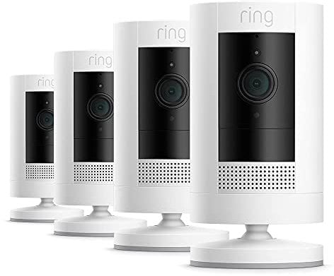 Ring Außenkamera Akku (Stick Up Cam Battery) | Überwachungskamera aussen mit 1080p-HD-Video, WLAN, witterungsbeständig, geeignet für Haus & Grundstück, Alexa-kompatible Sicherheitskamera | 4 Kameras