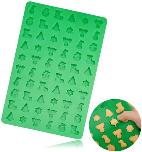 KASESSS Molde de Silicona Navideño - 60 Cavidades para Chocolate, Gominolas y Mini Bombones con Motivos Navideños