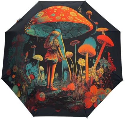 GAIREG Girl Under Fantasy Parapluie pliable coupe-vent compact à ouverture automatique pour homme et femme