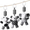 Aolso Kinderwagen Spielzeug, 3Pcs hängendes Rasselspielzeug, schwarz-weißes Spielzeug, Baby-Hängespielzeug, Neugeborenes Autositz-Spielzeug für Jungen und Mädchen (Kleiner Bär/Kalb/Elefant)