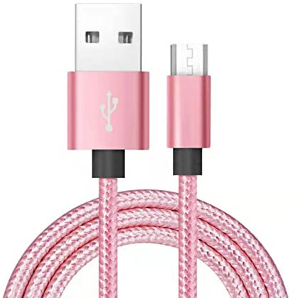 Micro USB Charger Cable 2M Android Charger Cable Nylon Braided Micro USB Fast Charging Lead Compatible with Samsung Galaxy S7 S6 J7 J5 J3, Huawei, HTC, Xiaomi, Nokia, Tablet, Kindle, PS4 (Pink)…