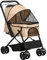 PawHut Hundebuggy Hundewagen Buggy für kleine Hunde und Katzen Haustierwagen Pet Stroller Katzenbuggy Oxford Braun 76,5 x 52 x 95 cm