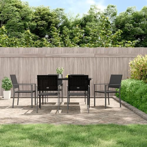 ARKEM Gartenstühle 6 STK. Schwarz 54x62,5x89 cm Poly Rattan Rattansessel Sklum