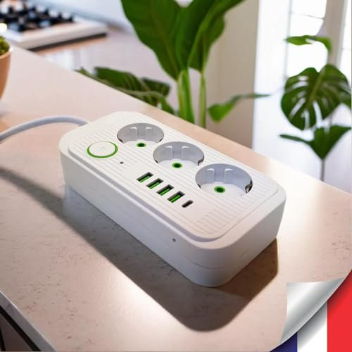 Active Media Concept Multiprise Blanche avec Micro caméra cachée HD 1080P WiFi ou 4G écoute à Distance détection de Mouvement et Carte mémoire 128Go Inclus