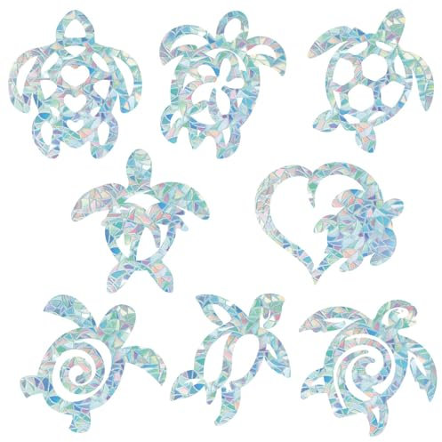 GORGECRAFT 16 Pegatina para Ventana de Tortuga Marina 8 Estilos Gran Arcoíris Ventana Decorativa 3D Anticolisión Animal Marino Puerta Ventana Pegatinas Estáticas Atrapasol para Cocina Dormitorio