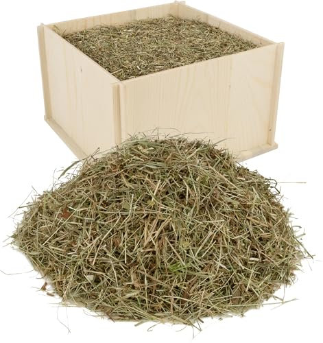 delegn - Pacciamatura di Fieno Fino delle Malghe dell'Alto Adige, 100% Naturale - Odore Piacevole di Fieno - Confezione da 10 lt/2kg in Scatola di Legno (10 LT - 1 Scatola)