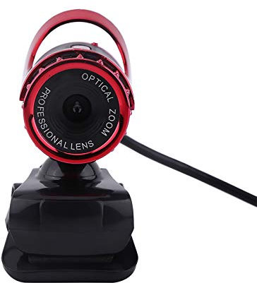 Webcam-Kamera USB 2.0 12 Mio. Clip-ON – HD-DREHSTÄNDER [KLARE Stimme] (Rot)