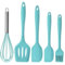 Silicone Spatula Set, 3 Pcs Heat-Resistant Spatula with Whisk & Brush, Non-Stick Rubber Kitchen Utensils Set for Cooking Baking & Mixing (Blue)