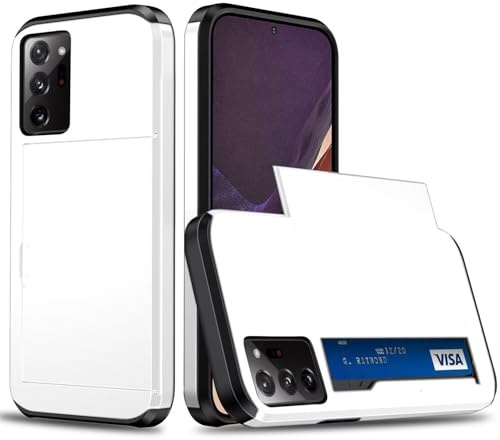 Beajew Handyhülle für Samsung Galaxy Note 20 Ultra Case Silikon, mit Kartenfach Silikon TPU Handyhülle Dünn Weiche Stoßfest Flexibel Handy Tasche Bumper Brieftasche Case, Weiß