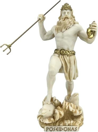 Poseidon Griechischer Gott des Meeres, Neptun-Statue, Skulptur, Antikfarbe, 18 cm