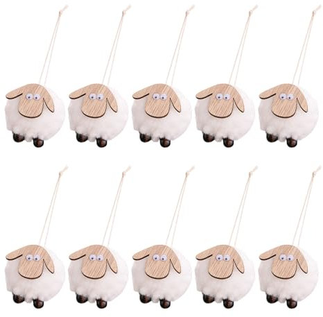 Psdndeww 10er Set Weich Filz Schaf Christbaumschmuck Filz Schaf Hängend für Weihnachtsbaum Ornamente u