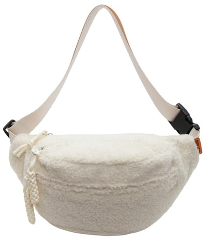 Kexpery Damen Sherpa Fleece Umhängetasche Mini Kleine Bauchtasche Mode Süße Tasche Taille Tasche