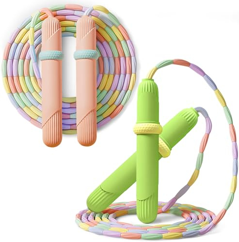 Springseil für Kinder, weiches Perlen-Springseil, Fitnessgerät, verstellbares Verheddern, segmentiertes Fitness-Springseil für Kinder, Männer und Frauen, hält fit, Training, Workout und