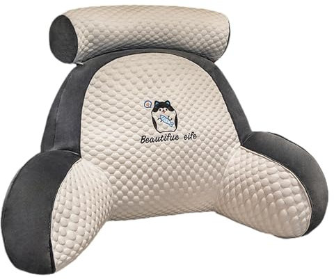 Reading Pillow for Bed - Bed Pillows for Sitting Up In Bed,Washable Back Support Pillow with Arms or Working On Laptop, Lounging, Watching TV