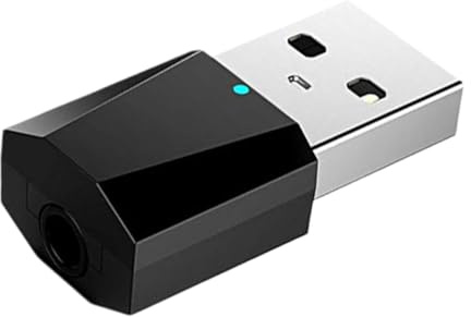 CAXUSD Kabelloser Audio Sender Empfänger Adapter 2-in-1 USB Aux 3,5mm Kabelgebunden Funkadapter für Computer Mp3 Player Schwarz Tragbarer Stereo Funkadapter für Tv Heimstereoanlage